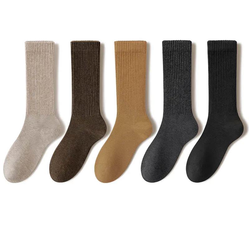Детские носки-гольфы набор из 5 пар MIANZHUWU, Mocha/Chestnut/Dark Gray/Dark Blue/Black — фото 4