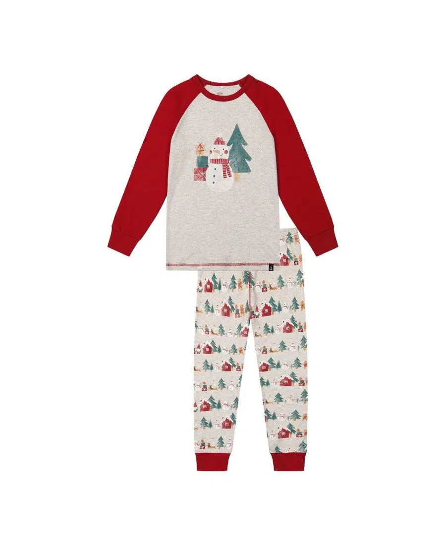 Пижамный комплект из хлопка с рождественским принтом Holiday Family Pajamas Deux par Deux, Beige Christmas Print