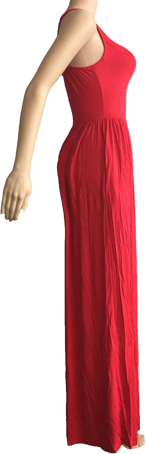 Женская свободная макси-футболка с карманами, Bright Red — фото 4