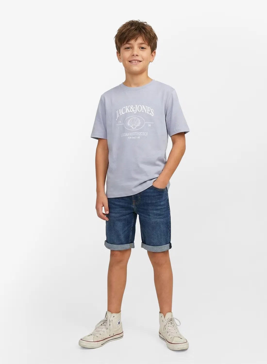 Футболка с принтом для подростков Jack & Jones Junior, бирюзовый — фото 4