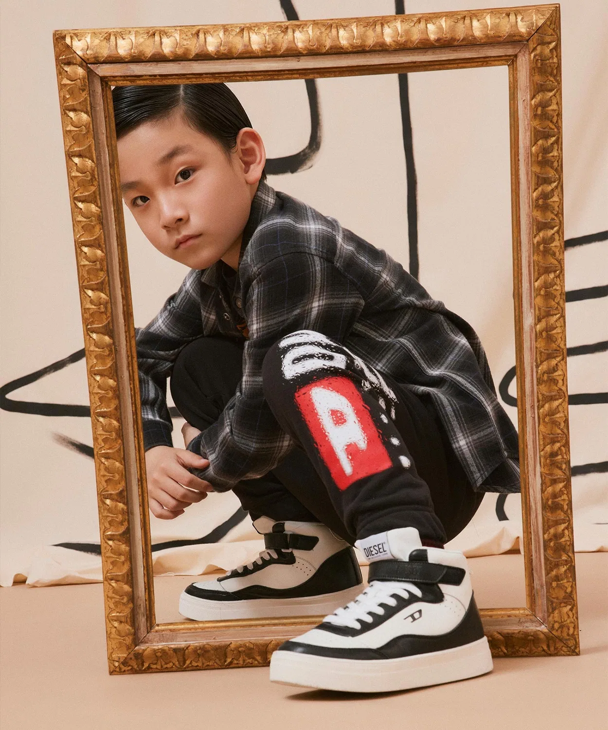 Детские спортивные штаны-джоггеры с брендовым логотипом DIESEL KIDS, Blue — фото 2