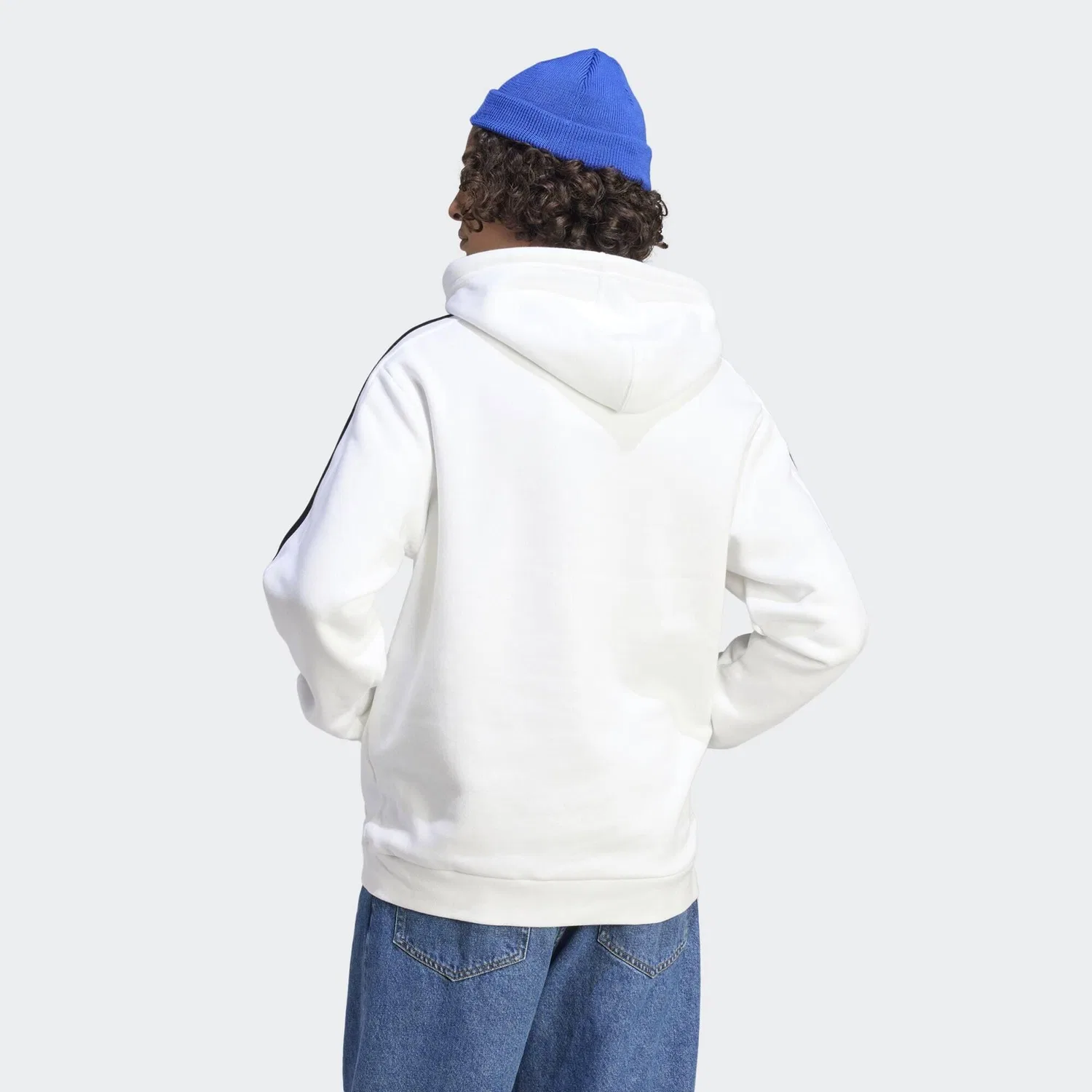 Мужское худи с принтом Essentials 3-Streifen Adidas, Weiss — фото 3