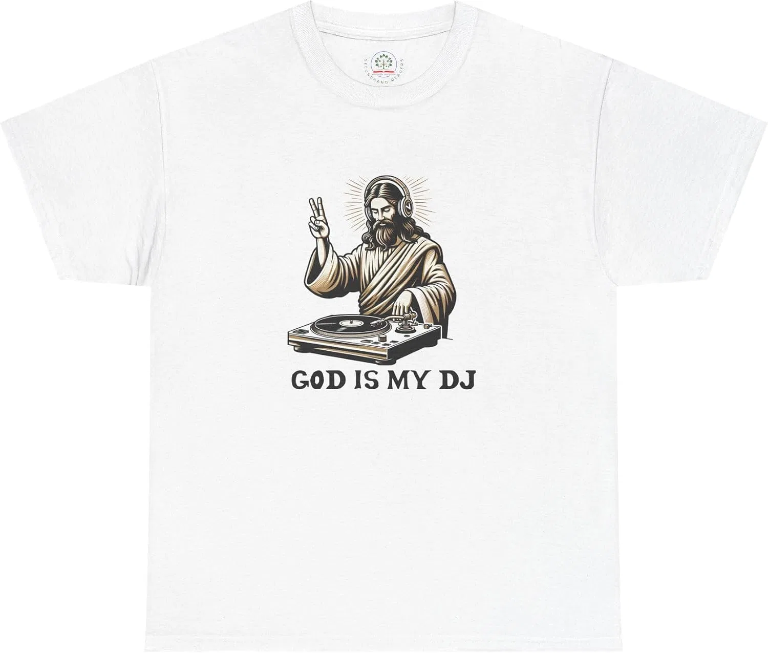 Мужская футболка с принтом God is My DJ, белый