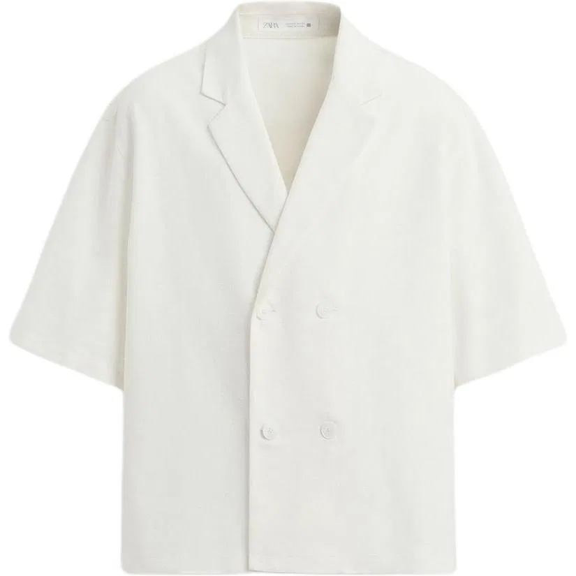 Мужская рубашка с отложным воротником White ZARA, White