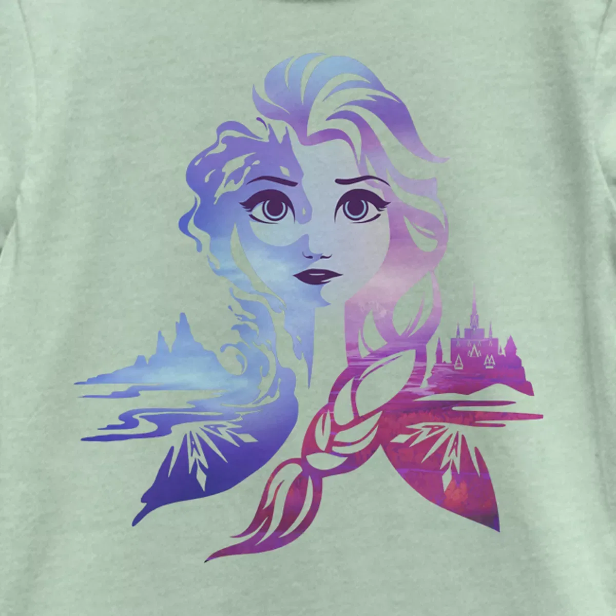 Детская футболка с принтом Ice Art Princess Elsa Frozen 2, Mint — фото 2