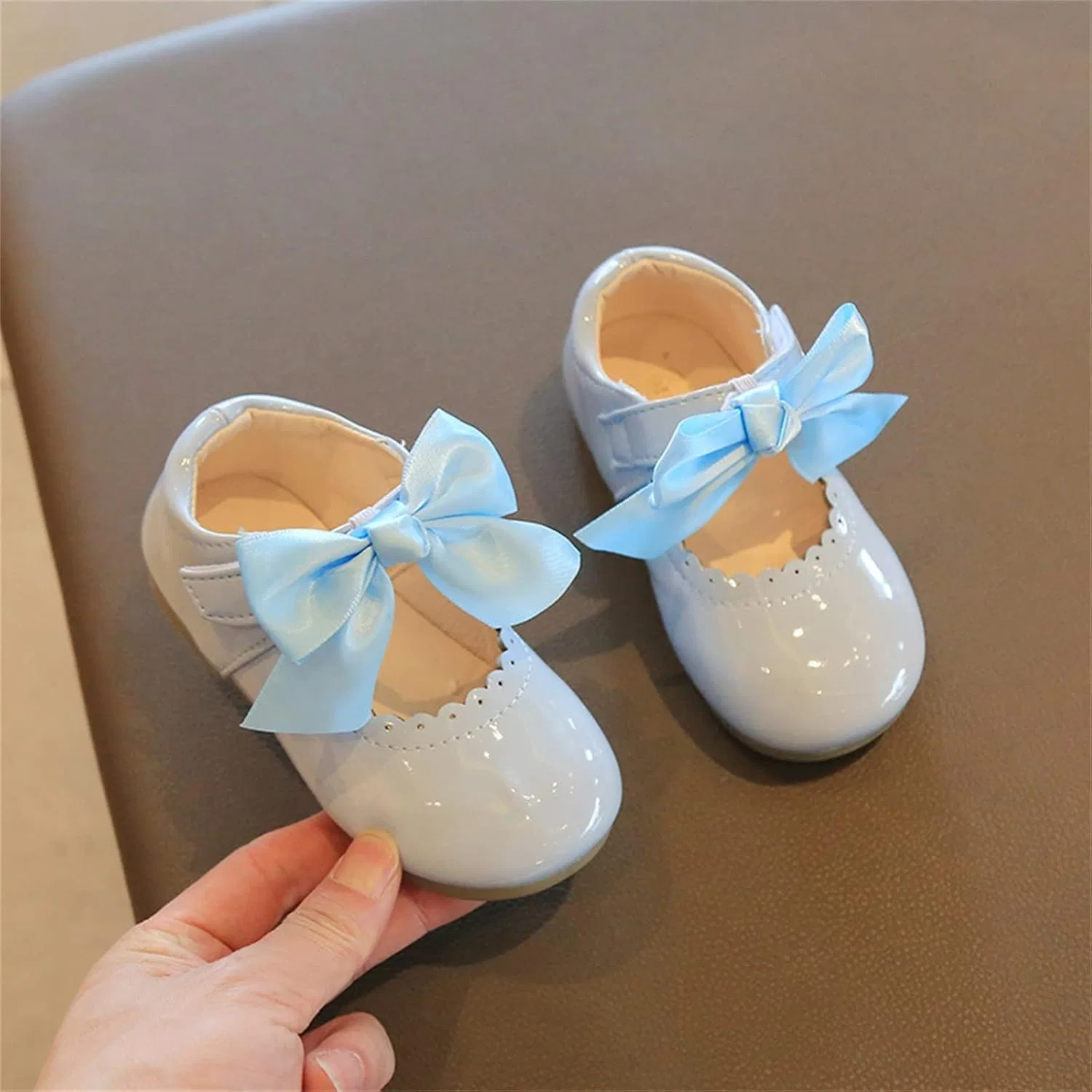 Детские туфли Мэри Джейн для девочек с цветочным принтом, Light Blue — фото 2