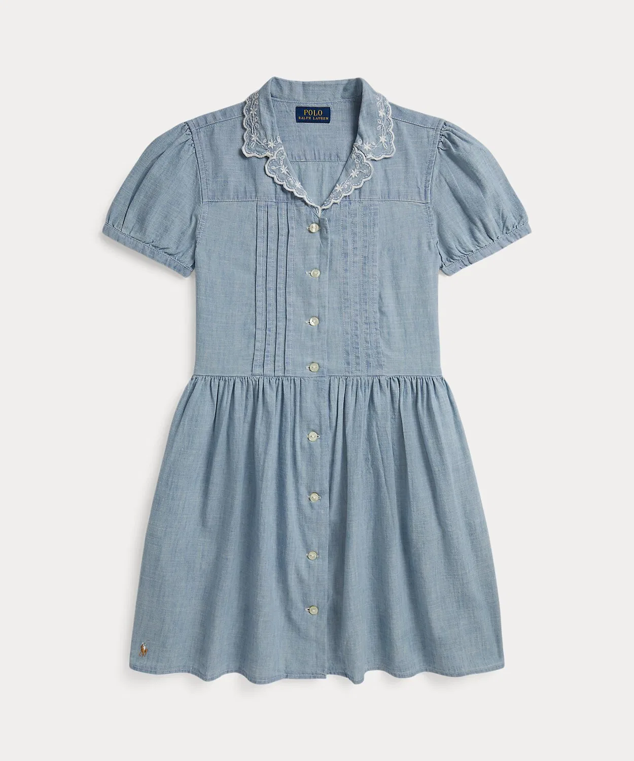 Детское платье-рубашка с длинным рукавомIndigo Cotton Chambray POLO RALPH LAUREN CHILDRENSWEAR, Blue