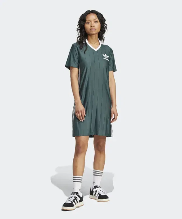 Платье миди с полосками, Adidas, зеленое
