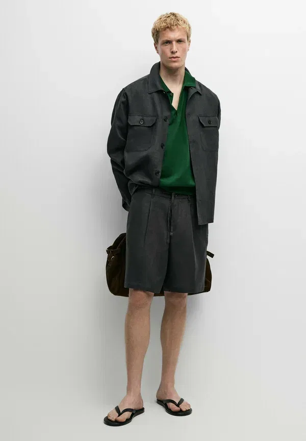Шорты льняные Shorts Massimo Dutti, green, зеленый — фото 2