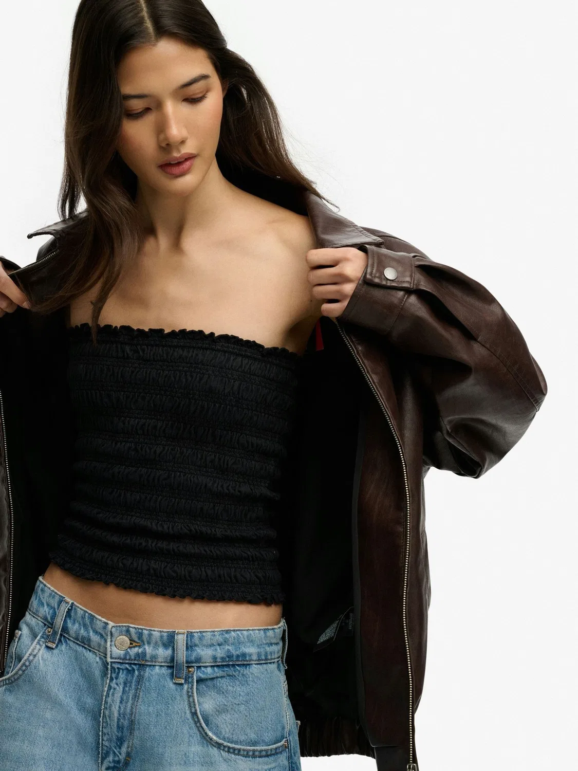 Топ-бандо Superdry Black Smocked Jersey, черный — фото 3