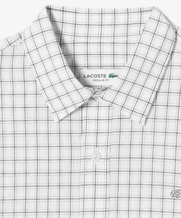 Рубашка мужская с клеткой Lacoste, синий — фото 2