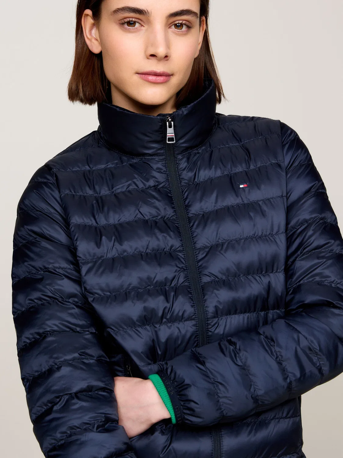 Куртка утепленная стеганая Tommy Hilfiger, темно-синяя — фото 4