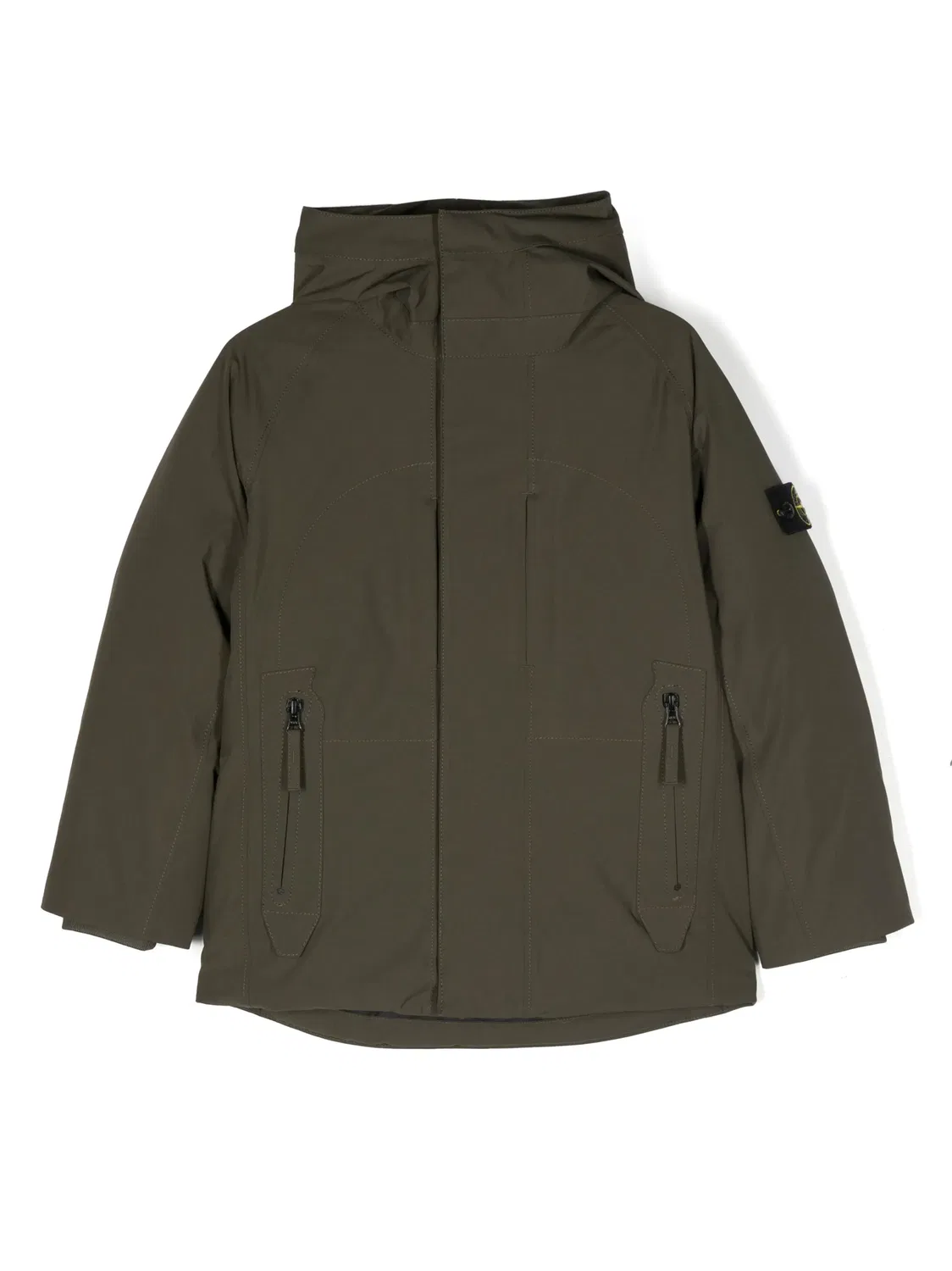 Пуховик с компасом Stone Island, зеленый