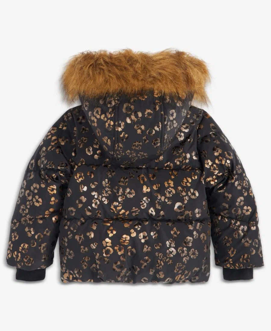 Пуховик стеганый с принтом Leopard Foil S Rothschild & CO, Black Gold Leopard — фото 3