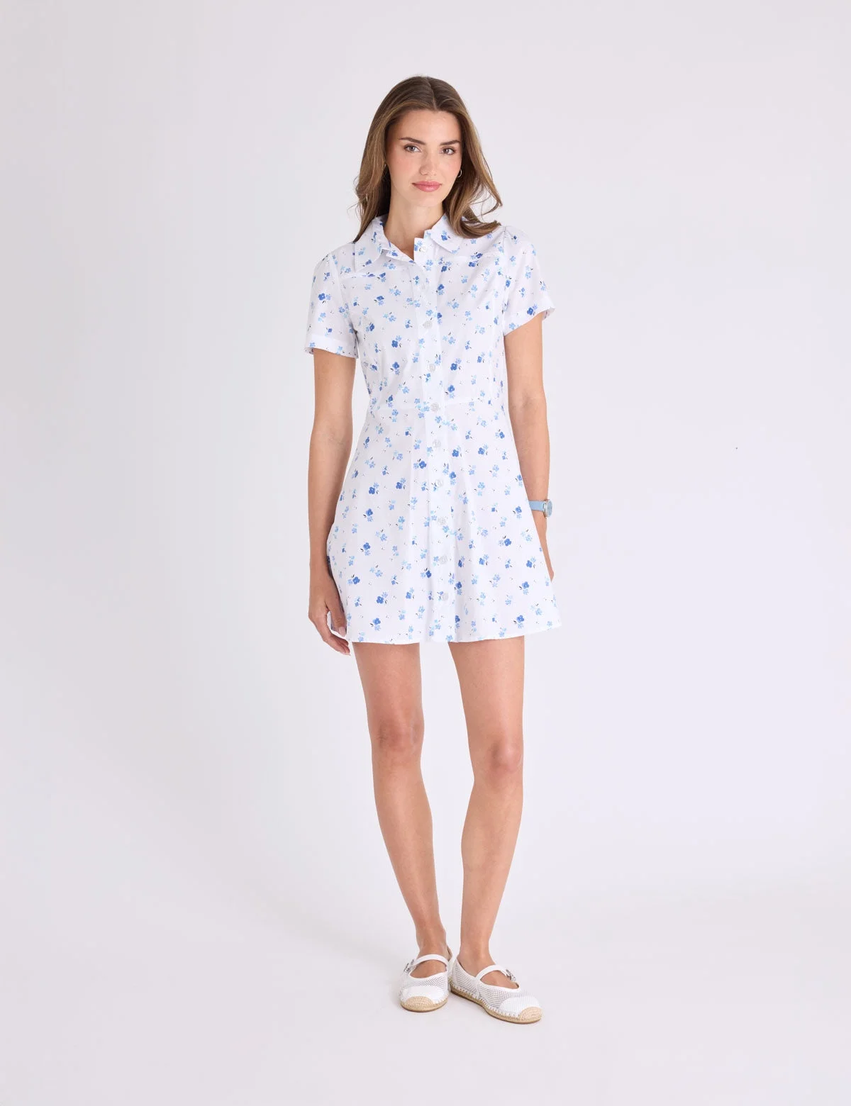 Женское платье U.S. Polo Assn. Floral Fitted Poplin Circle, белый — фото 3