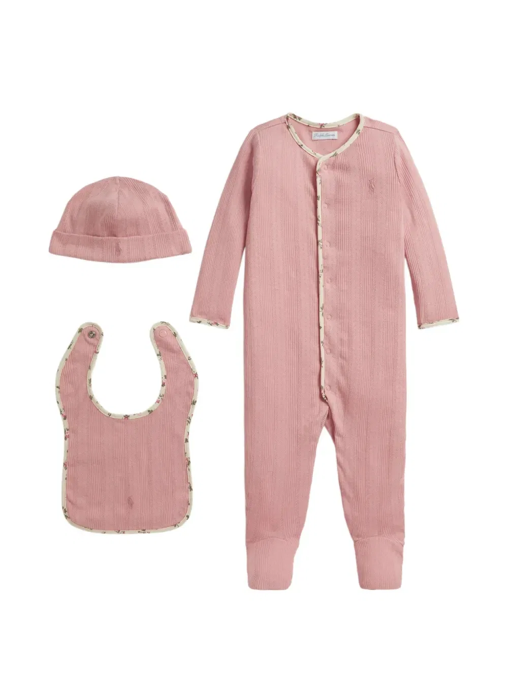 Ажурный комплект из трех предметов Polo Ralph Lauren Kids, розовый