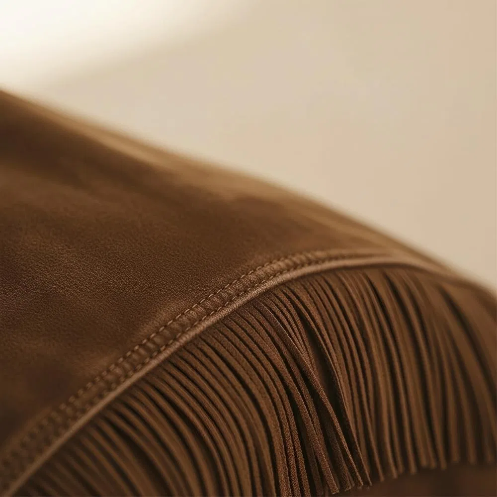 Женское мини-платье с бахромой из искусственной замши Generic, Brown — фото 4