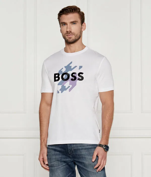 Мужская футболка хлопковая BOSS, белый — фото 3