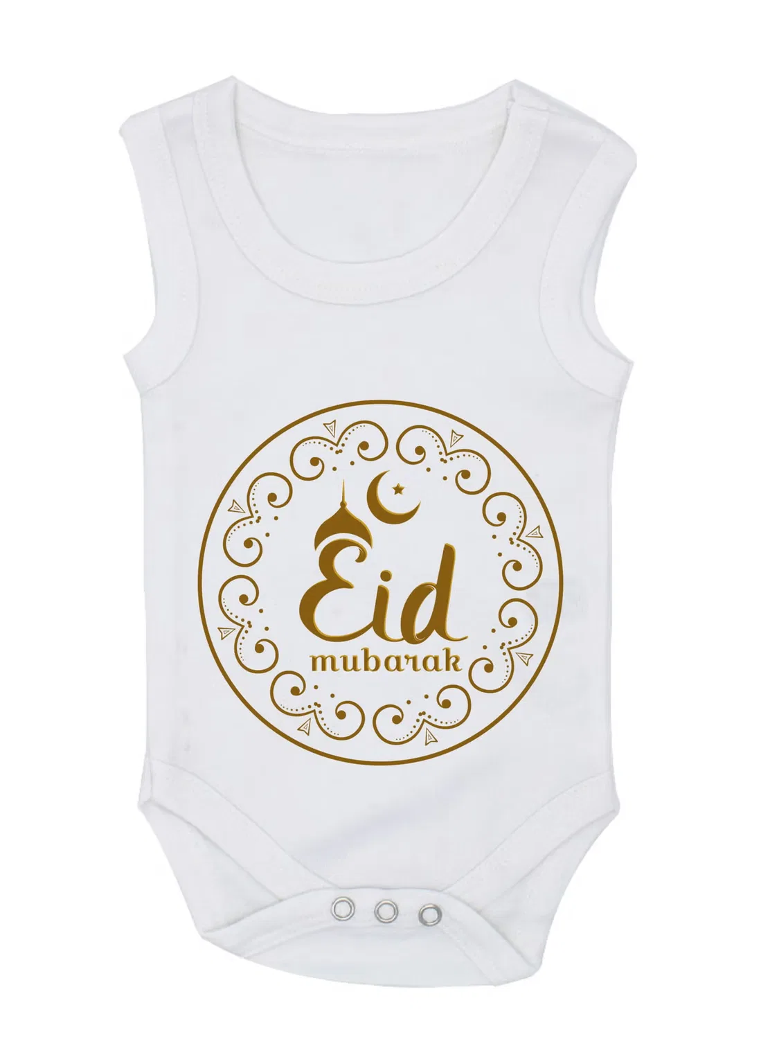 Боди-комбинезон без рукавов с принтом Eid Mubarak Printshop4Me, белый