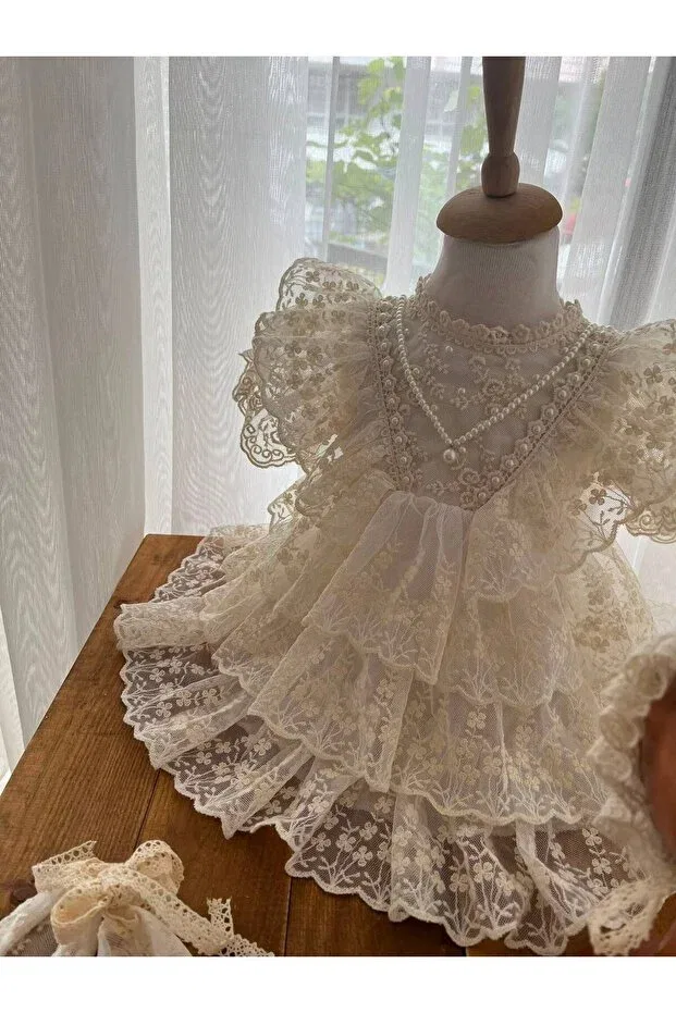Детский комплект платье и юбка с кружевом Party Asrın Tasarım Atölyesi, Nude Color