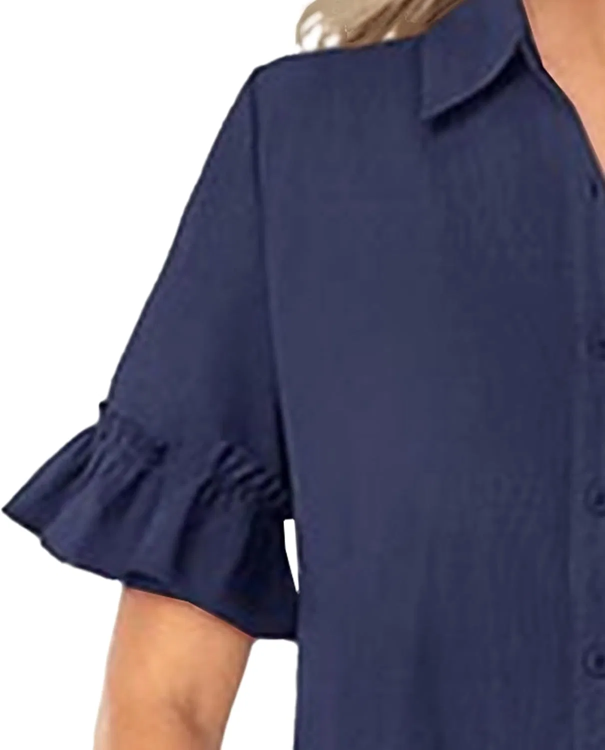Женское летнее платье-рубашка с воротником-поло Generic, Navy Blue — фото 3
