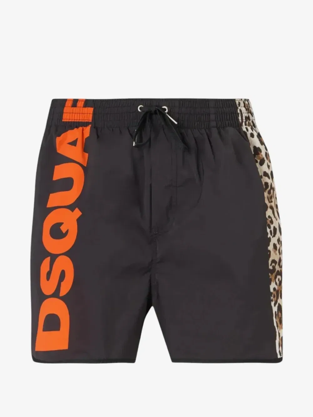 Шорты для плавания с леопардовым принтом и логотипом DSQUARED2, черный