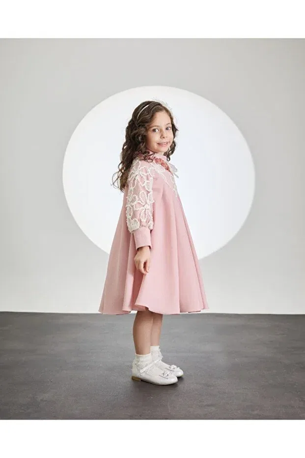 Детское платье для девочек кружевное Miss Lorin Kids, Pink — фото 4