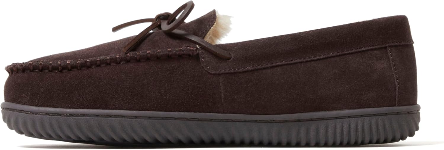 Мужские мокасины Dearfoams Hudson из натуральной замши с мемори-пенной стелькой и шнурками, Coffee 2 — фото 4