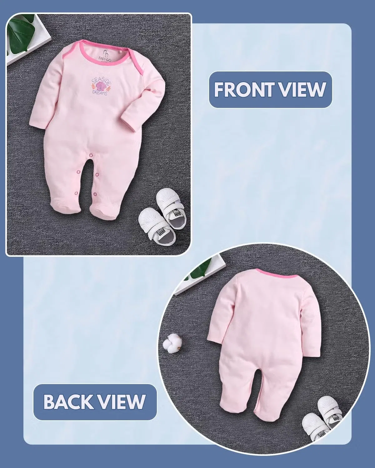Боди-комбинезон хлопковый комплект из 2 боди-комбинезонов Baby Go, розовый — фото 2