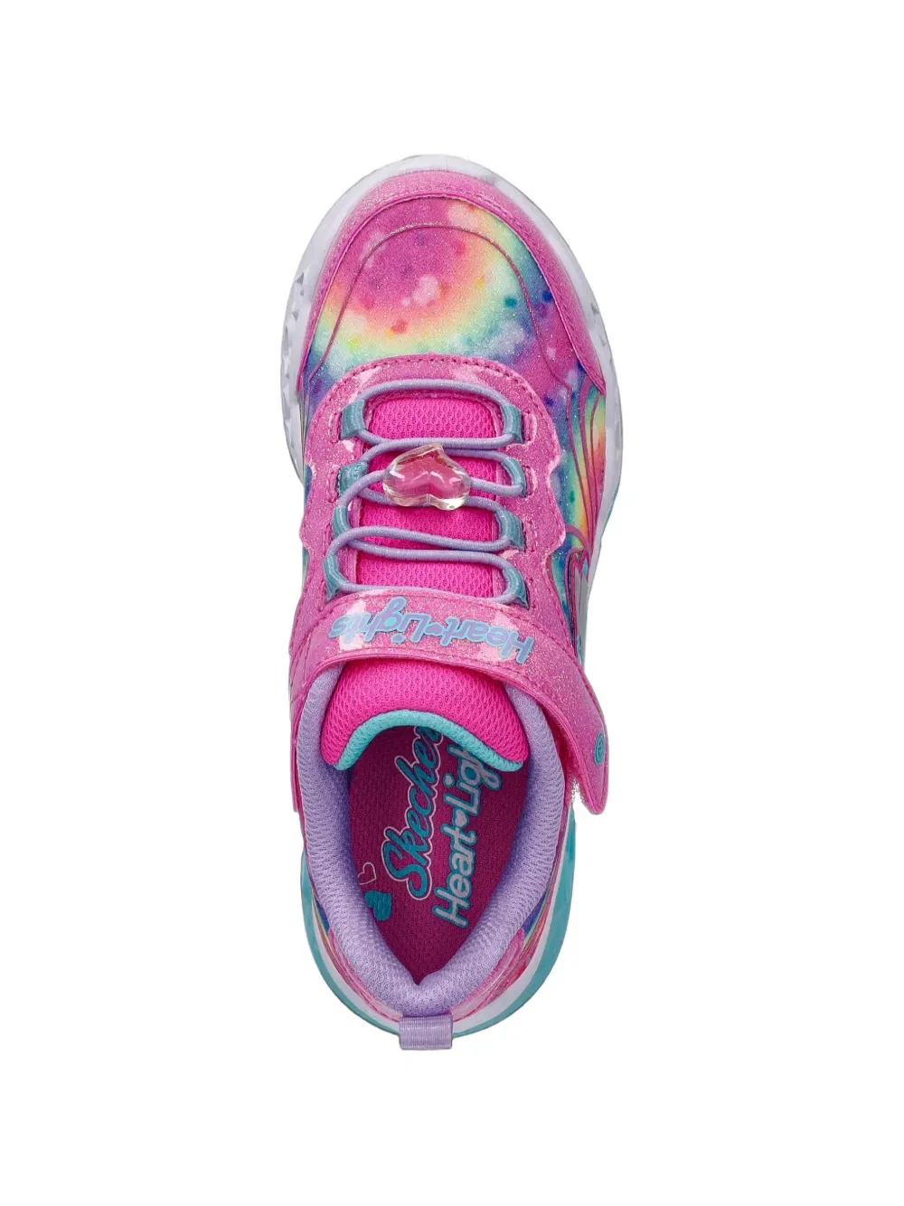 Кроссовки для девочки Flutter Heart Lights Skechers, розовый/синий — фото 4