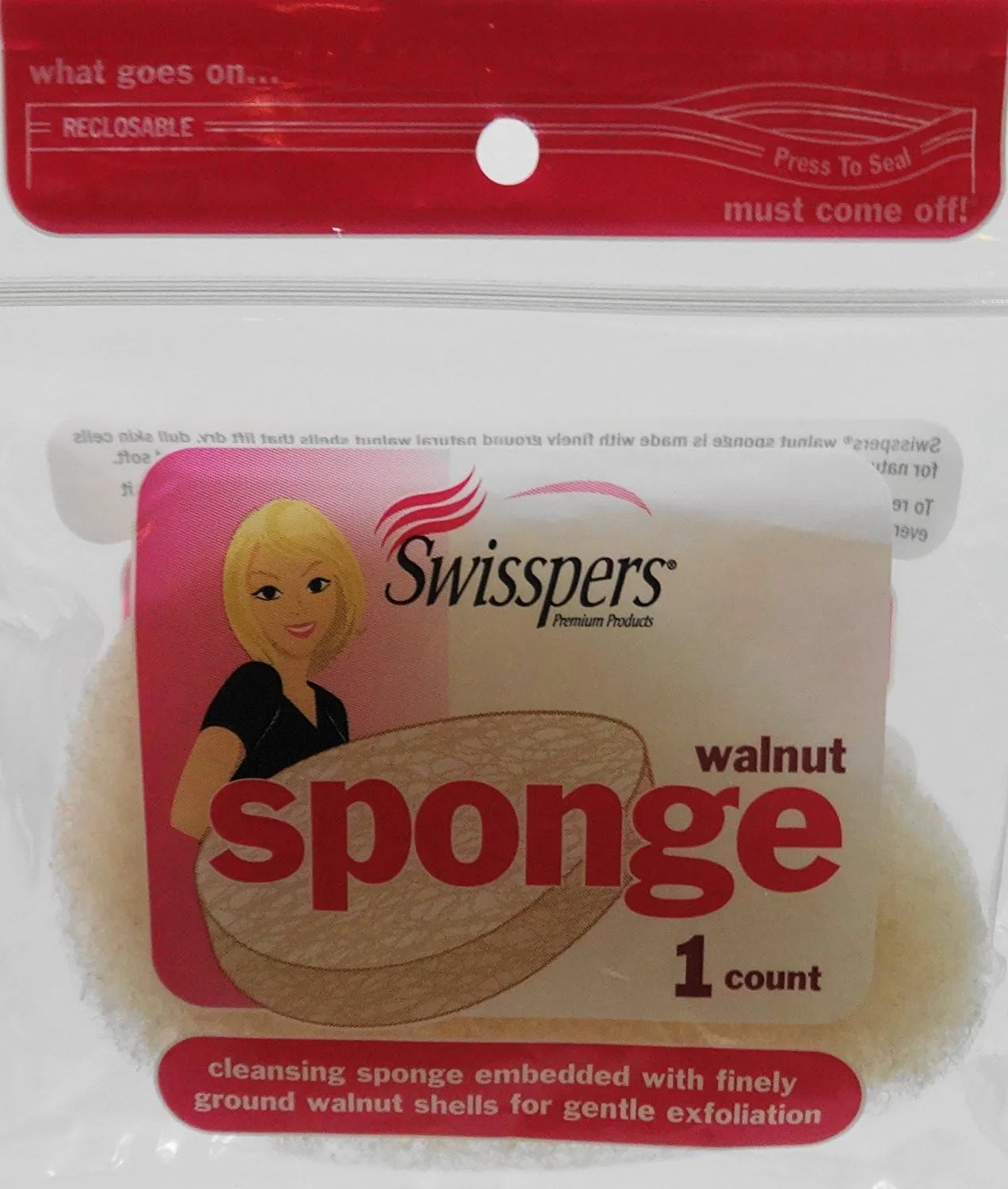 Скраб-губка Swisspers Walnut Exfoliating Sponge, 1 шт
