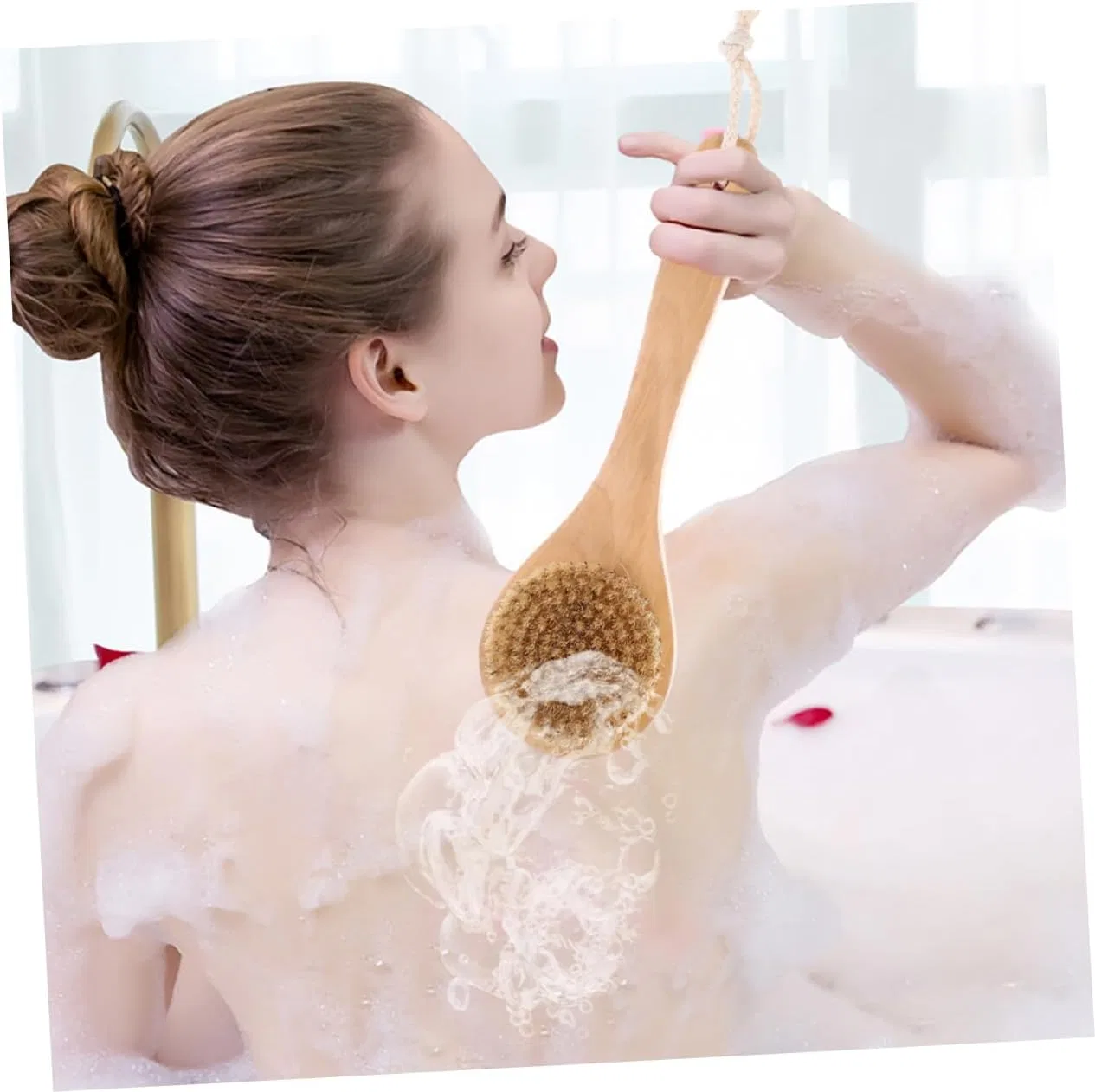 Щетка для тела с щетиной из кабана, PACKOVE, набор 2 шт, 25x8x3 см, Beige — фото 4