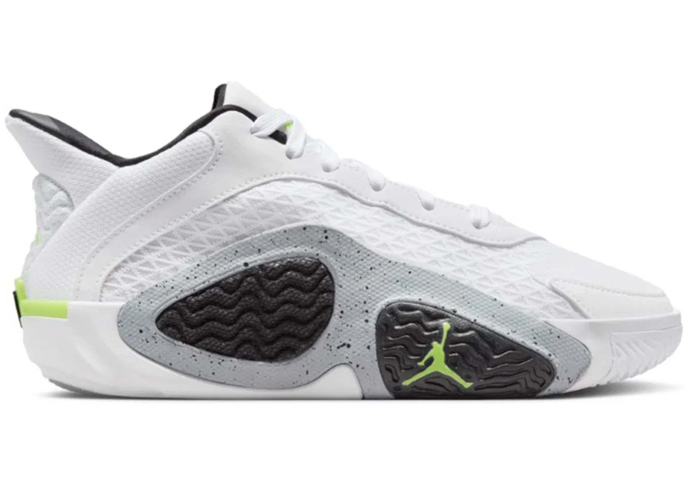 Детские кроссовки для мальчиков с высокой производительностью Jordan Tatum 2 Jordan, White/Electric Green/Black/Wolf Grey