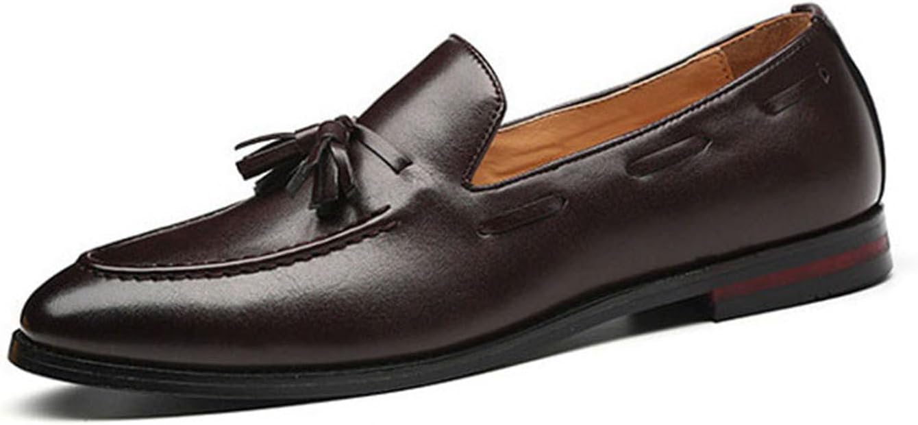 

Мужские туфли на плоской подошве из искусственной кожи PU с кисточками, пенни-лоаферы, мокасины, свадебные и праздничные модные туфли с крыльями Generic, коричневый