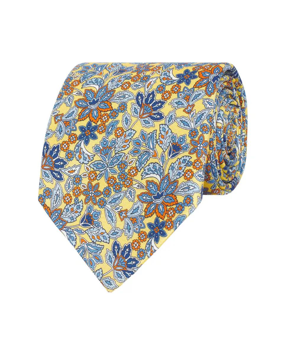 

Мужской галстук из шёлкового твила с принтом Mirto, желтый