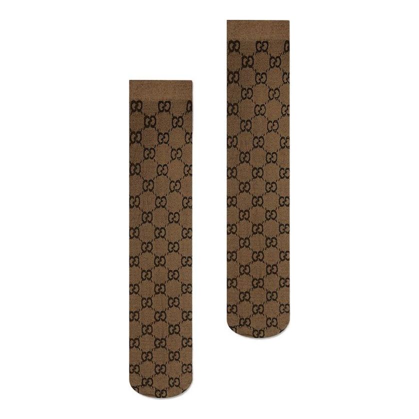 

Носки (WMNS) Gucci GG Pattern Socks 'Beige Dark Brown', коричневый