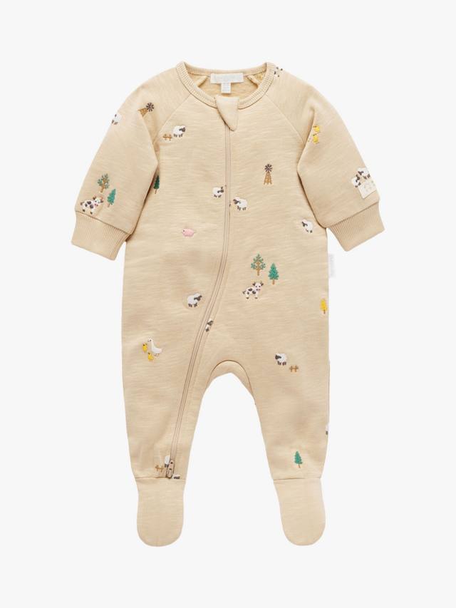 

Детский комбинезон из хлопкового флиса Purebaby, Farm Friends