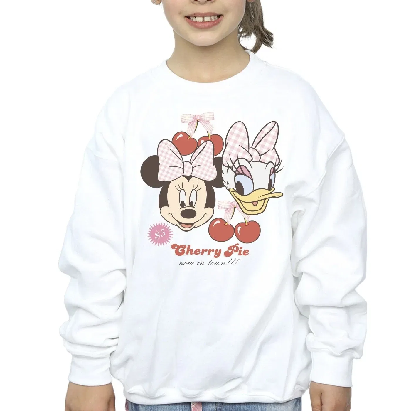 Свитшот детский с принтом Minnie Mouse & Daisy Cherry Disney, белый