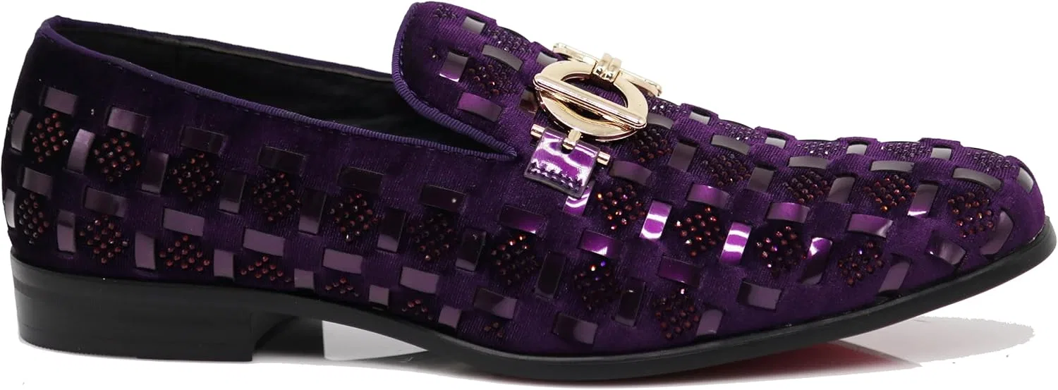 Мужские модные туфли-слипоны Enzo Romeo UTA с пряжкой и стразами, Purple 01 — фото 2