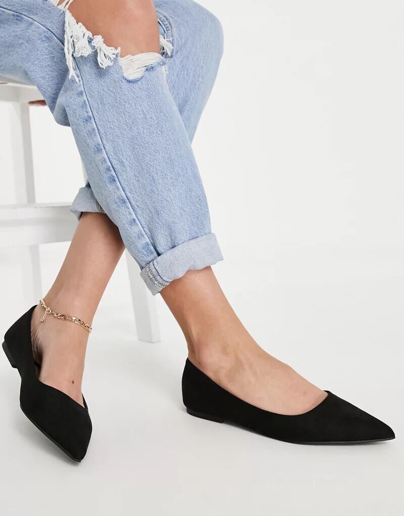 Черные заостренные балетки ASOS Lucky