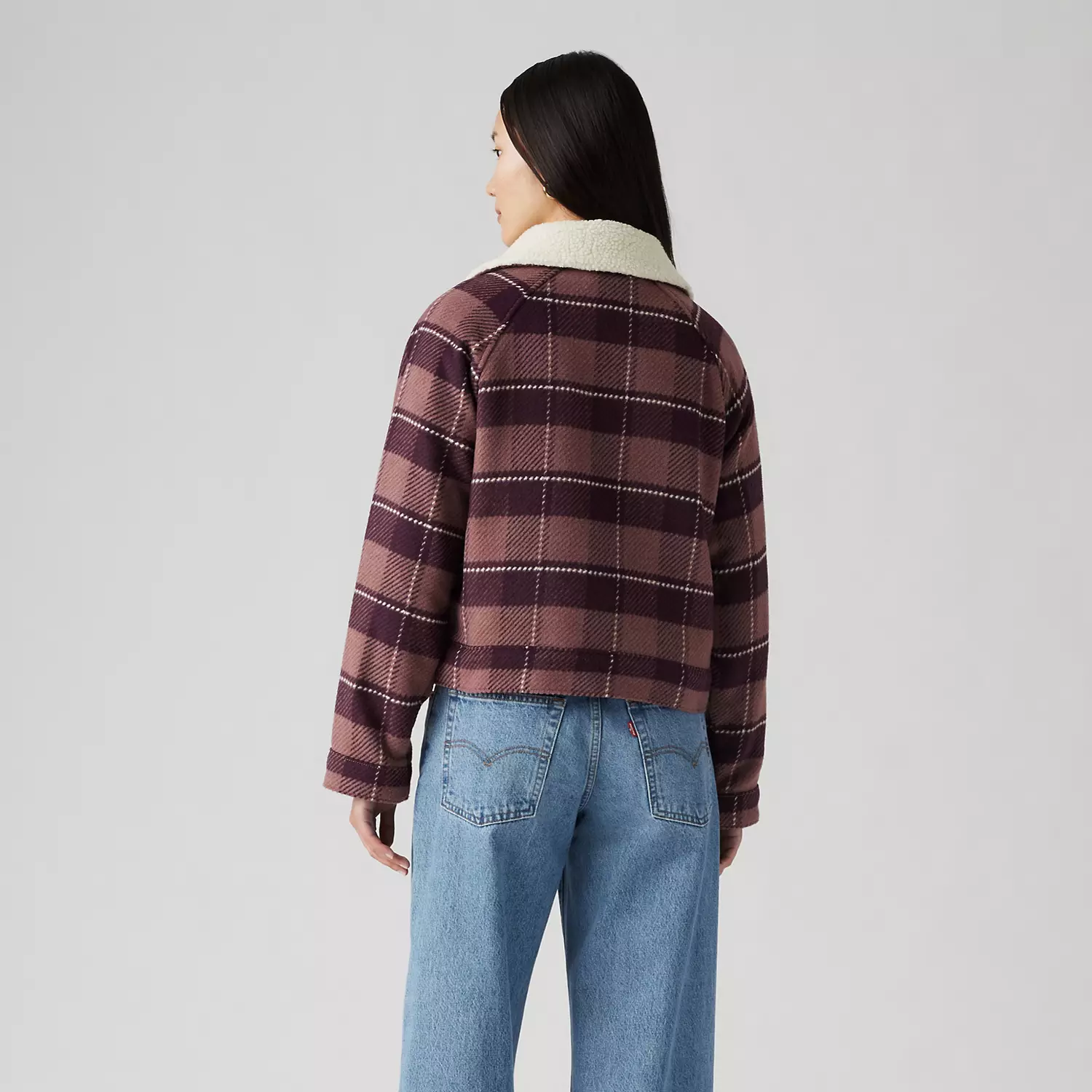 Укороченная фланелевая куртка 90-х годов Levi's, цвет Gough Plaid Rose Taupe - Multi-Color — фото 3