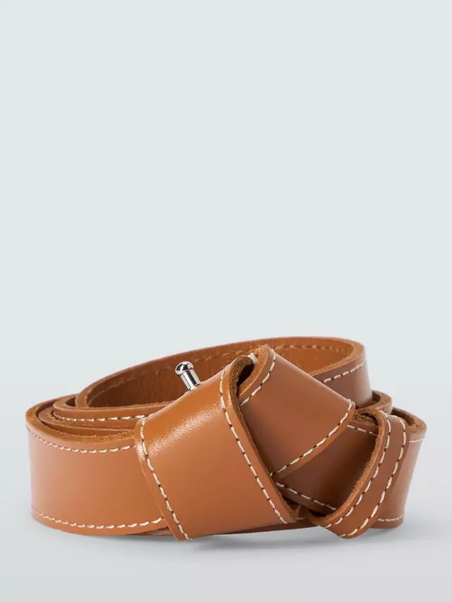 

Ремень John Lewis Knot Topstitch Leather, коричневый