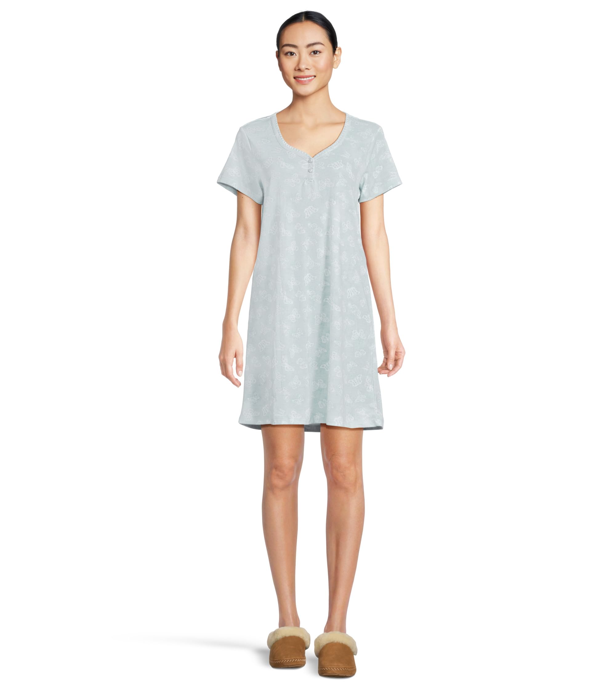 

Ночная рубашка Karen Neuburger Spring Dreams Henley Sleepshirt, цвет Mint Butterfly