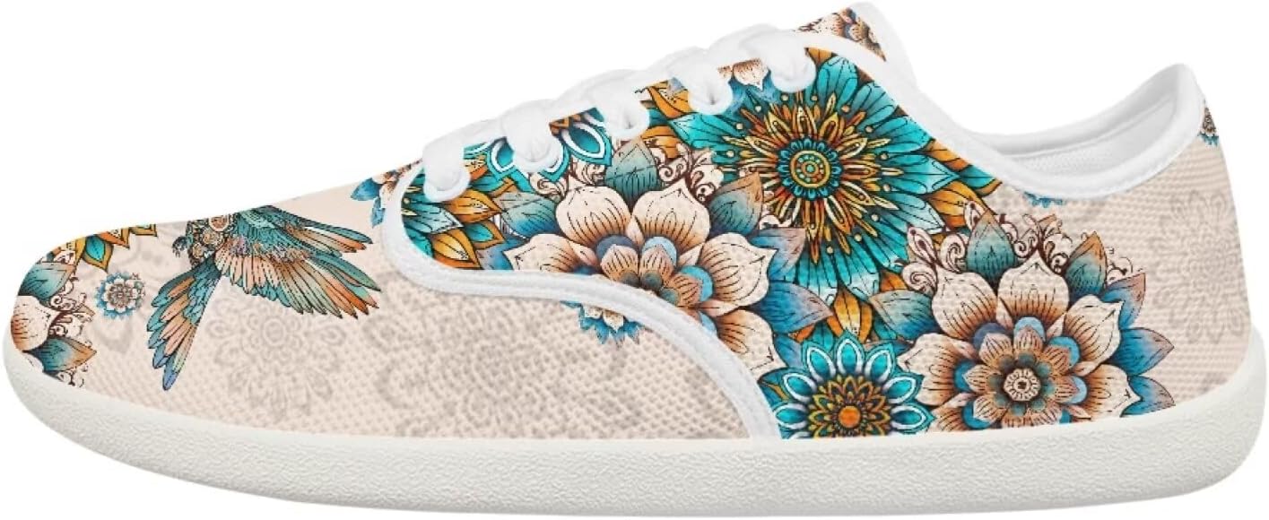 

Женские и подростковые кроссовки Forchrinse с декоративной бабочкой, широкие, для бега и тенниса, с нулевым перепадом, модные кроссовки с мягкой подошвой, Boho Hummingbird Mandala