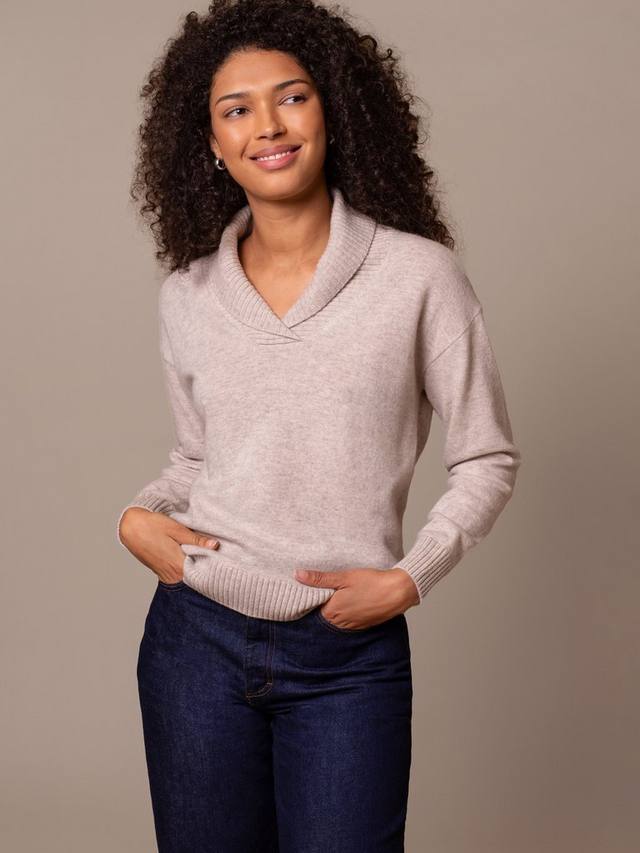 

Джемпер из чистой шерсти с воротником шаль Celtic & Co., Oatmeal