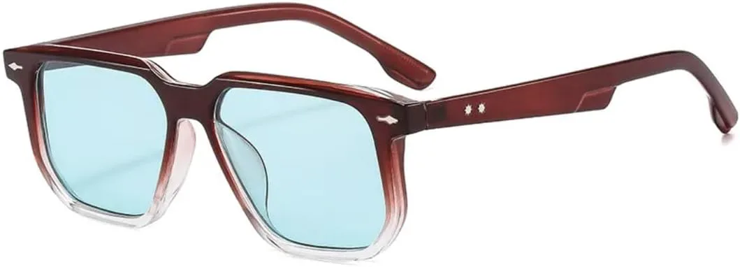 

Мужские квадратные солнцезащитные очки, модные солнцезащитные очки UV400 в стиле ретро с заклепками, женские роскошные очки с леопардовым принтом UATXTAU, Red