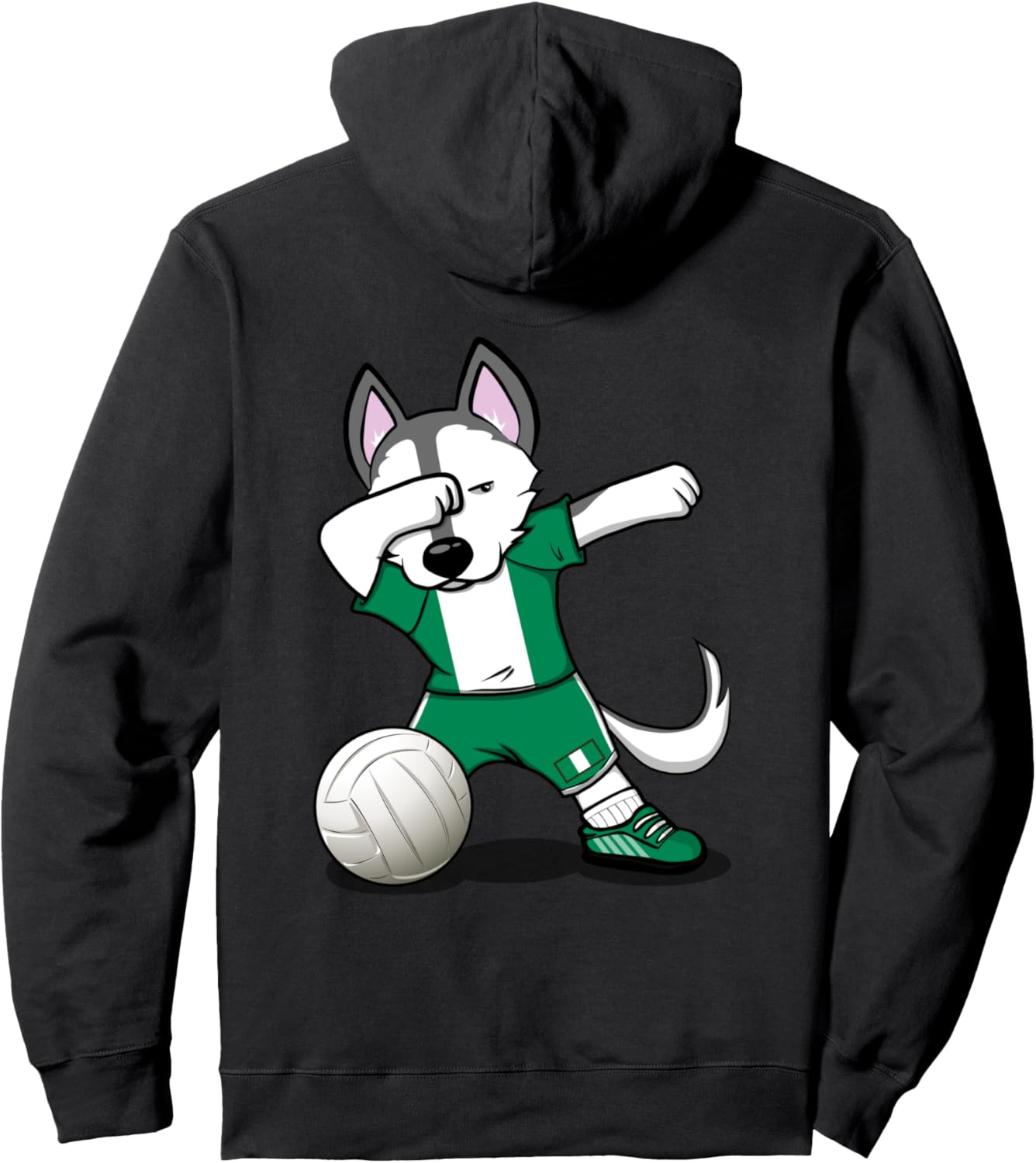 

Забавная толстовка с изображением нигерийской хаски, фанатки волейбола - нигерийский флаг, хаски, нигерийская волейбольная команда Teeisle Nigeria Volleyball, черный