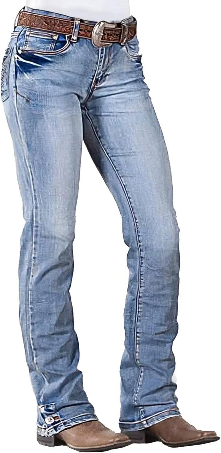 

Flamingals джинсы boot cut для женщин, mid waist, straight leg
