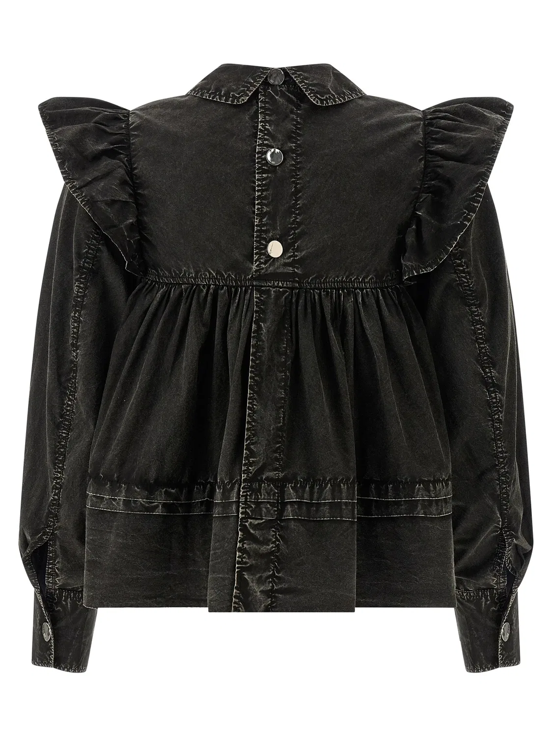Блузка «Black Washed Frill» GANNI, черный — фото 2