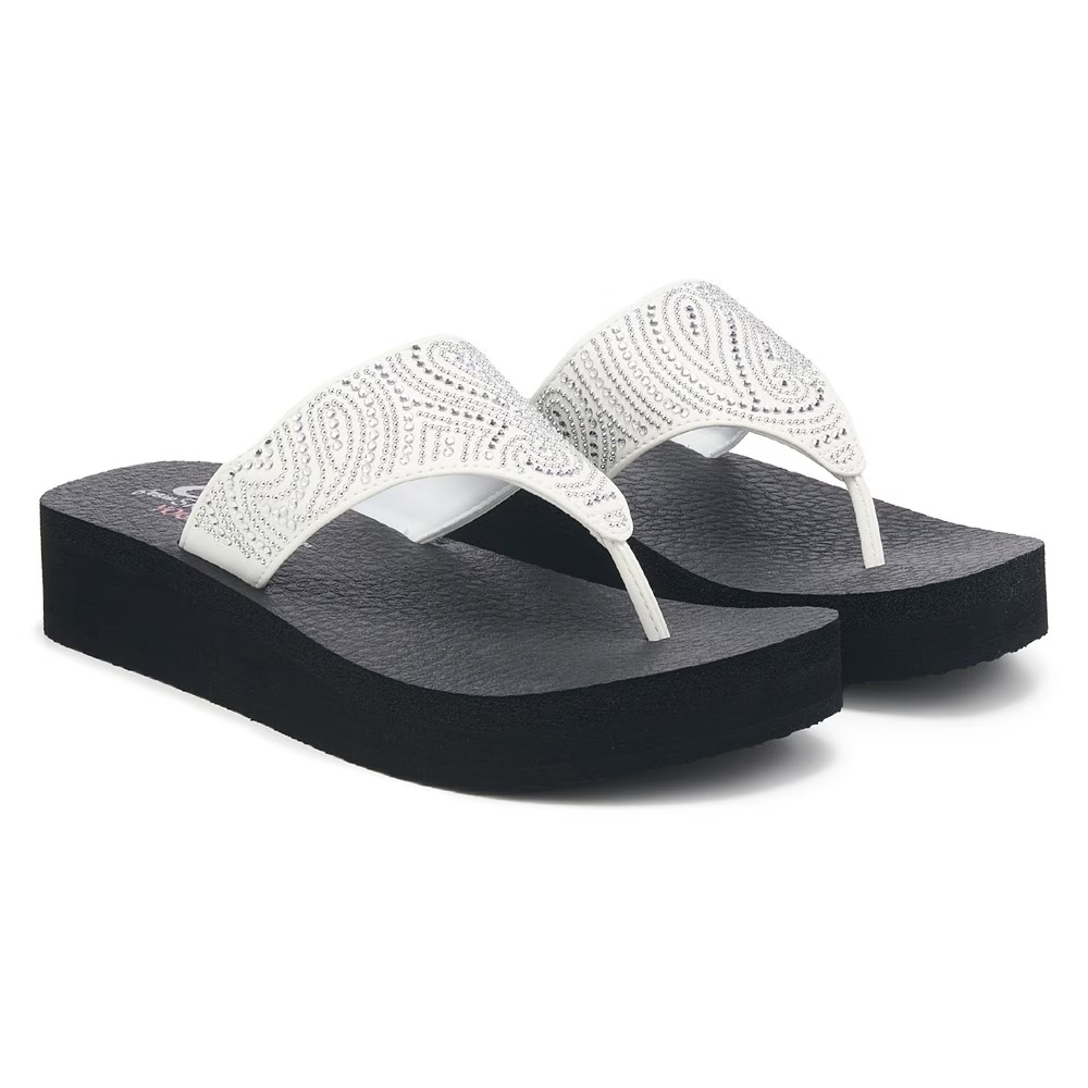 Сандалии-вьетнамки с узором "пейсли волна" Skechers, white rhinestone